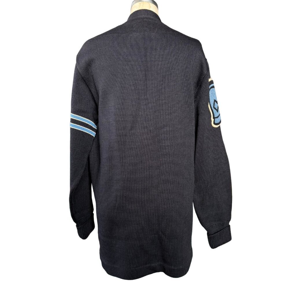 Vintage Whiting 1960's Men's Wool Navy Letterman Cardigan Sweater Size L - Picture 3 of 12